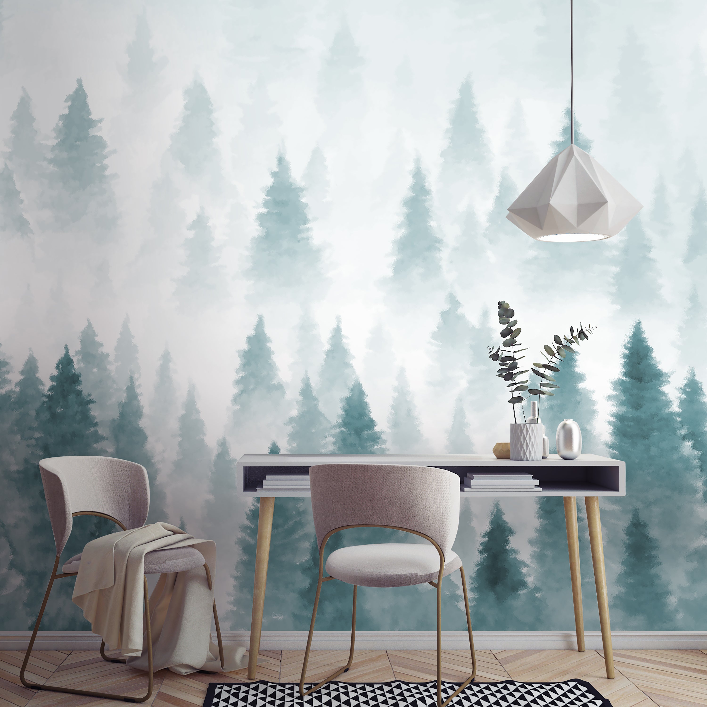 Pine Forest Mural Green/Grey Price Comparisons | Compare The Build