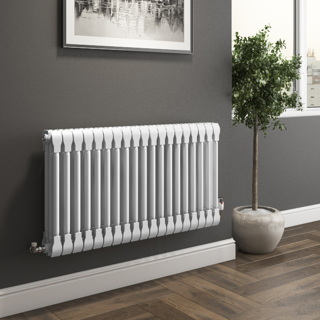 Apollo Monza Aluminium 2 Column Horizontal Radiator, White, 420mm x 572mm | Compare The Build