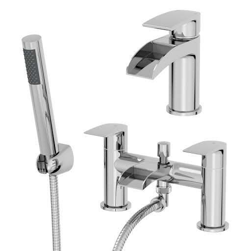 Architeckt Motala Basin Mixer Waterfall Tap and Bath Shower Mixer Waterfall Tap Set Price Comparisons | Compare The Build