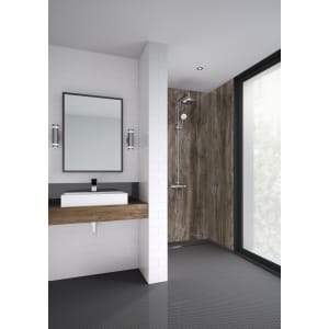 Mermaid Rough Wood Laminate Single Shower Panel - 2400 x 900mm | Compare The Build