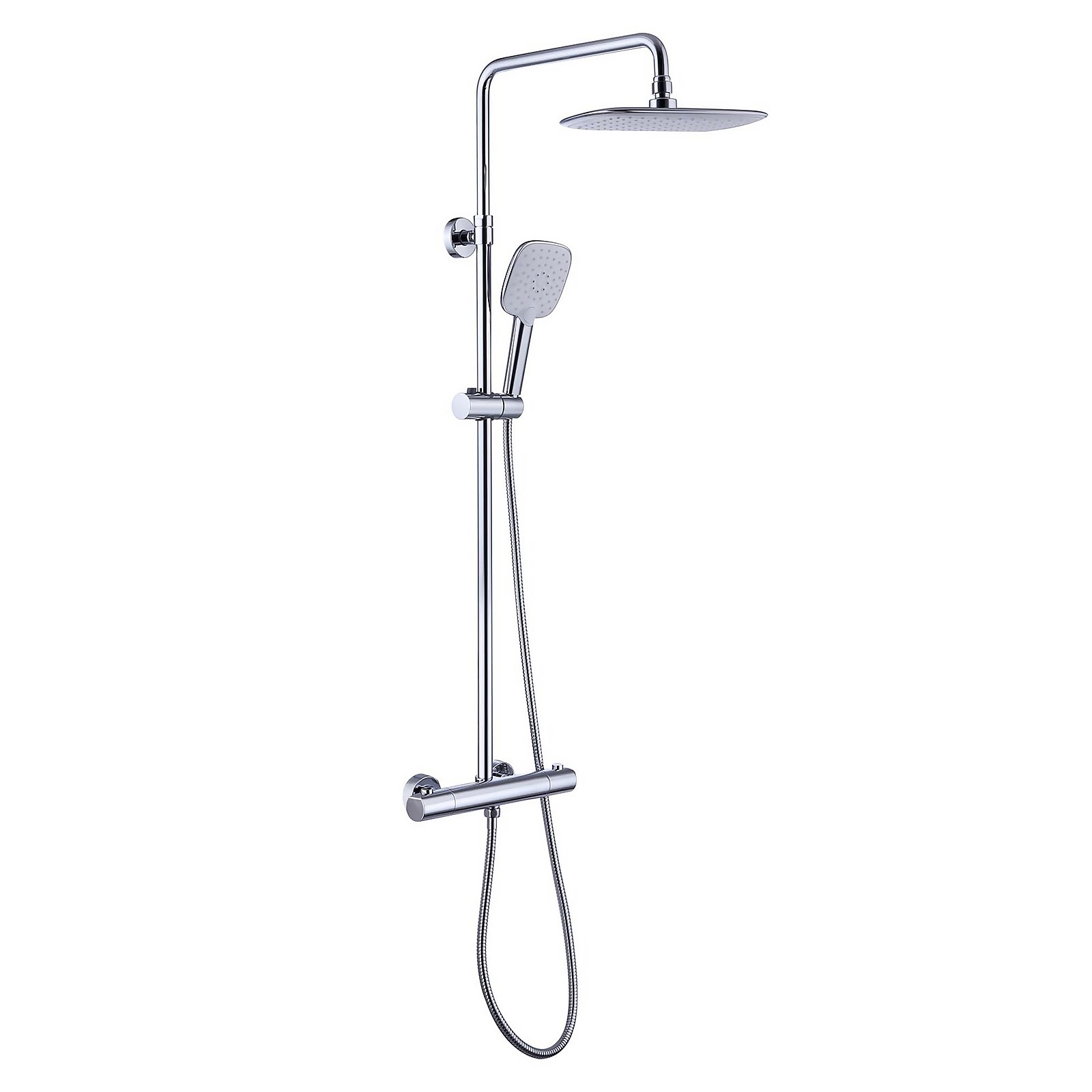 Hunsdon Thermostatic Valve, Square Overhead and Hand Shower Chrome Price Comparisons | Compare The Build