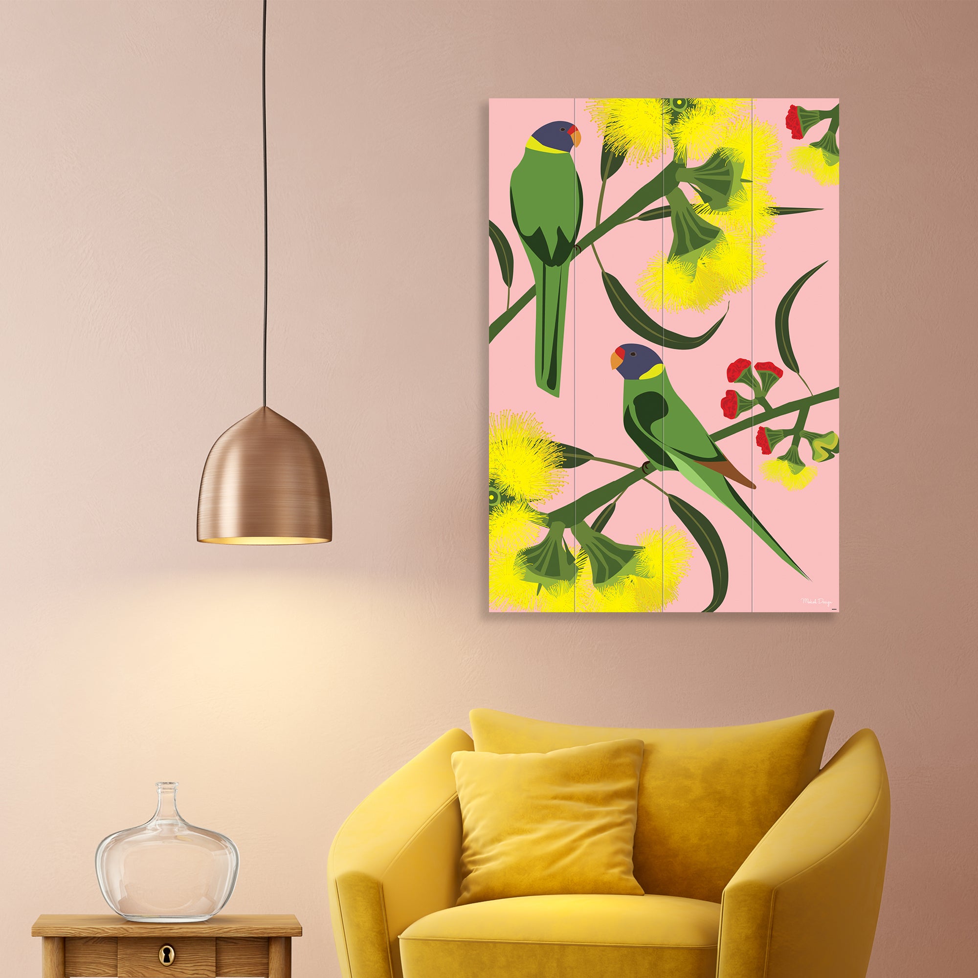 The Art Group Ringnecks Wooden Wall Art Pink/Green Price Comparisons | Compare The Build