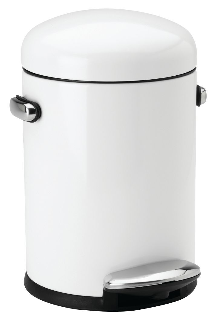 Simplehuman Retro Pedal White Stainless Steel Circular Kitchen Bin, 3L | Compare The Build