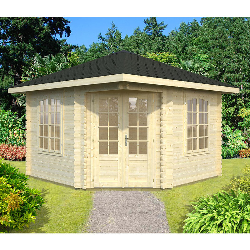 Palmako Melanie 3.5m x 3.5m Corner Log Cabin Summerhouse (44mm) Price Comparisons | Compare The Build