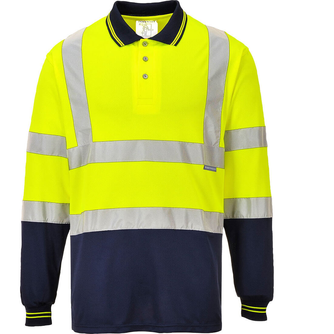 Portwest Mens Hi Vis Long Sleeved Polo Shirt Yellow / Navy XL Price Comparisons | Compare The Build