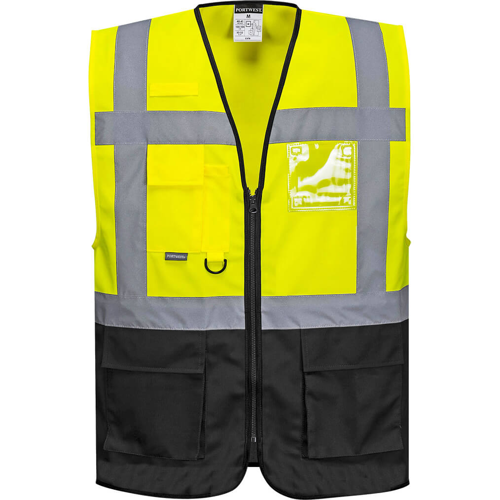 Portwest Warsaw Executive Class 1 Hi Vis Vest Yellow / Black XL Price Comparisons | Compare The Build