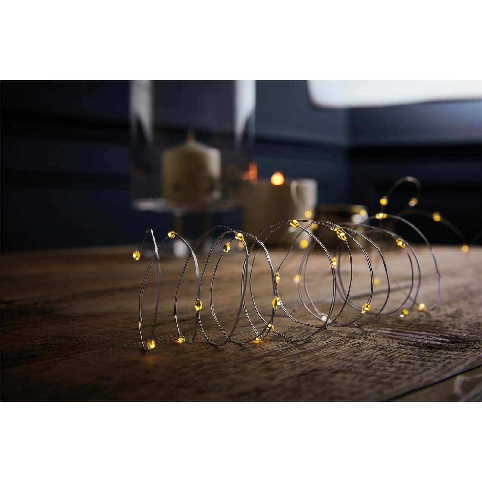 200 LED Silver Wire Line Christmas Lights - Warm White (Battery Operated) | Compare The Build