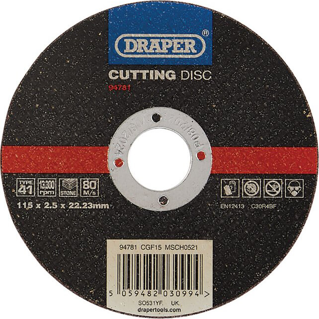 Draper Flat Stone Cutting Disc 115mm 2.5mm 22mm | Compare The Build