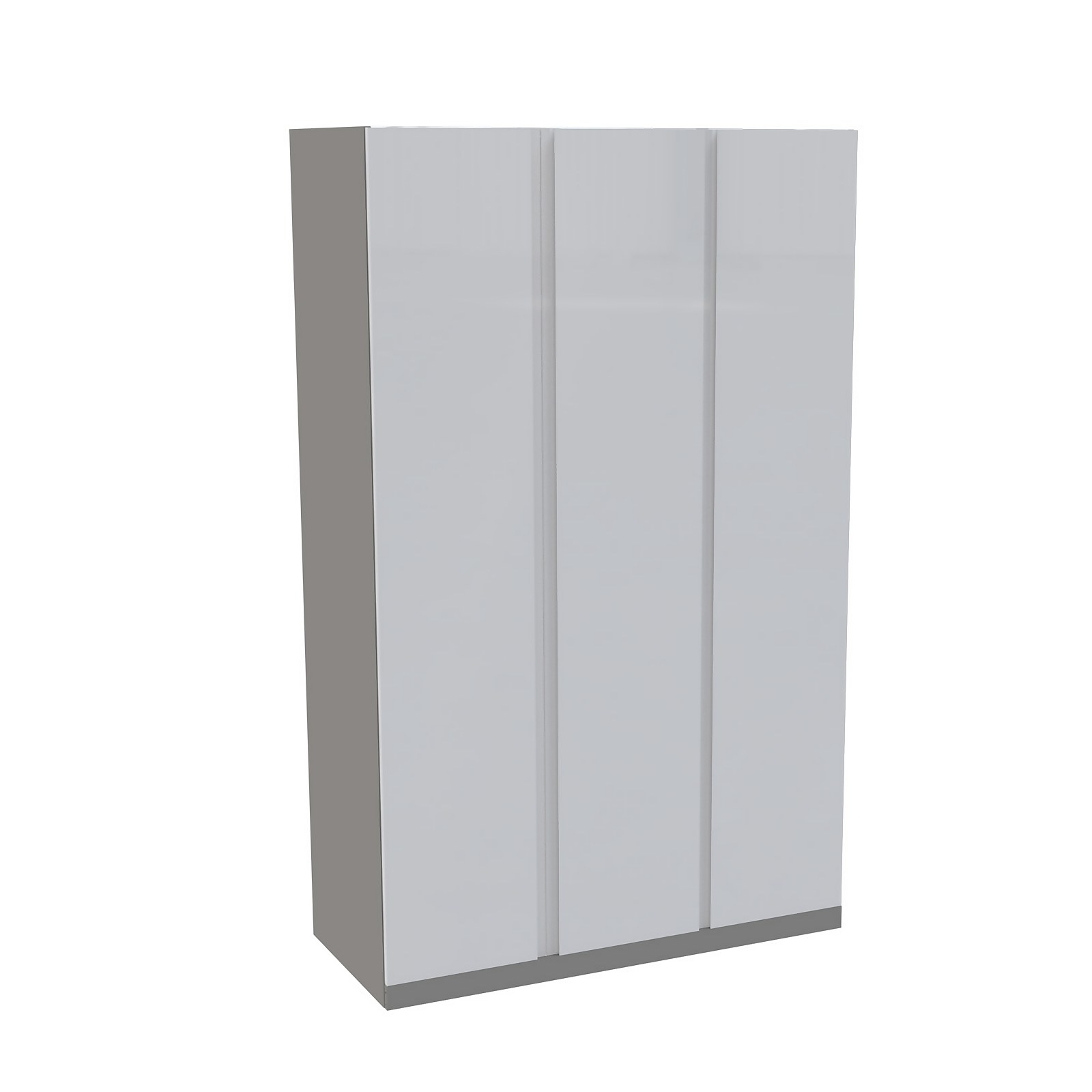 House Beautiful Escape Triple Wardrobe, Grey Carcass - Gloss White Handleless Doors (W) 1350mm x (H) 2196mm Price Comparisons | Compare The Build