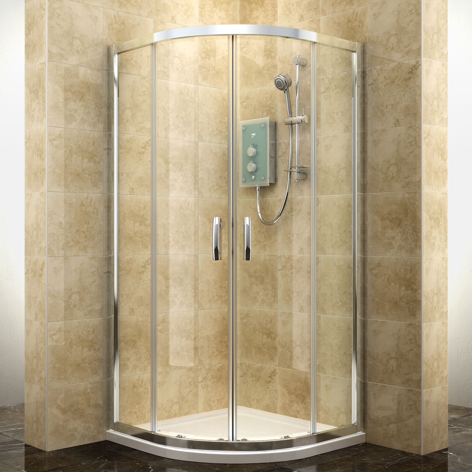 Cooke & Lewis Deluvio Quadrant Shower Enclosure With Double Sliding Doors (W)800mm (D)800mm Price Comparisons | Compare The Build