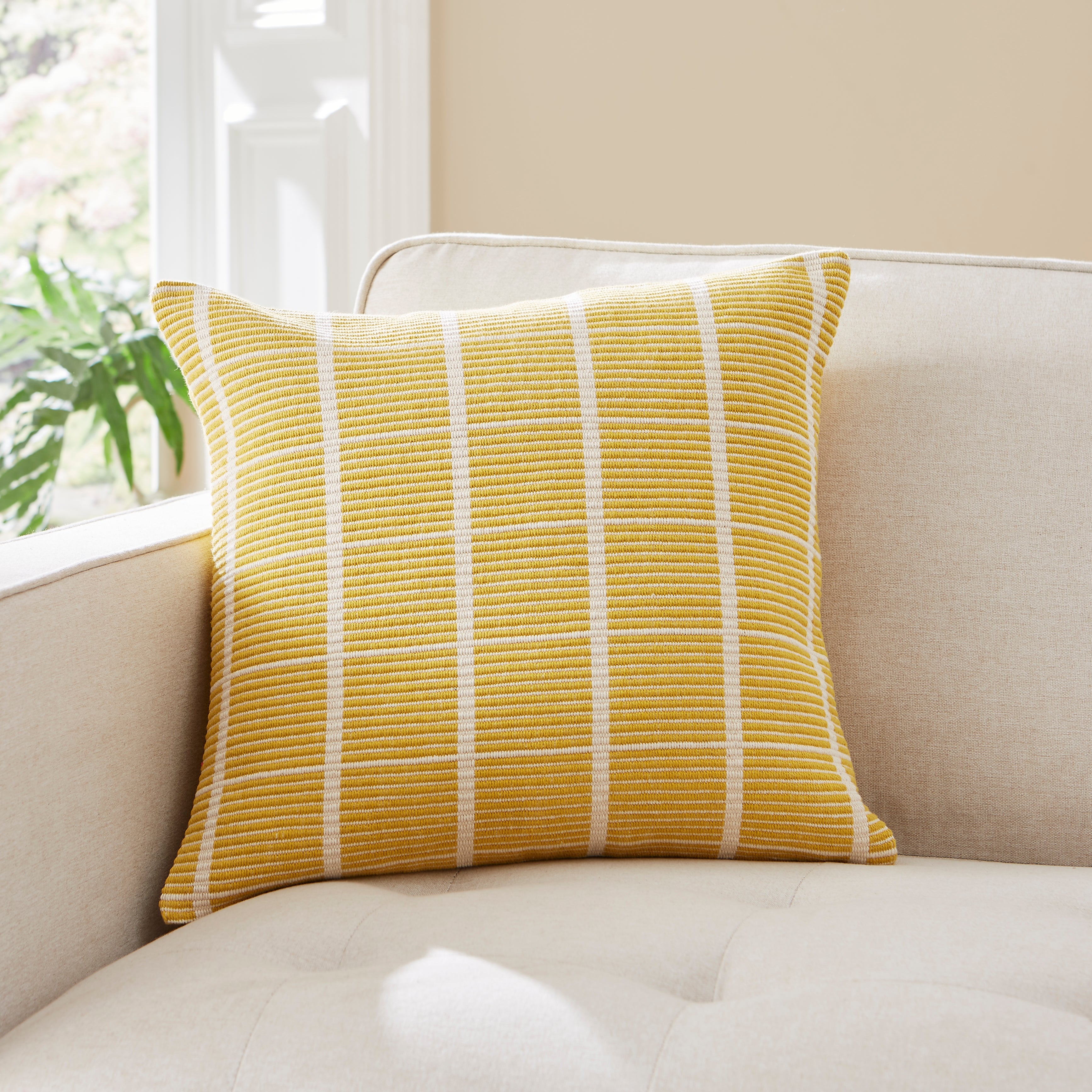 Elements Woven Squares Check Cushion, Ochre Ochre Price Comparisons | Compare The Build