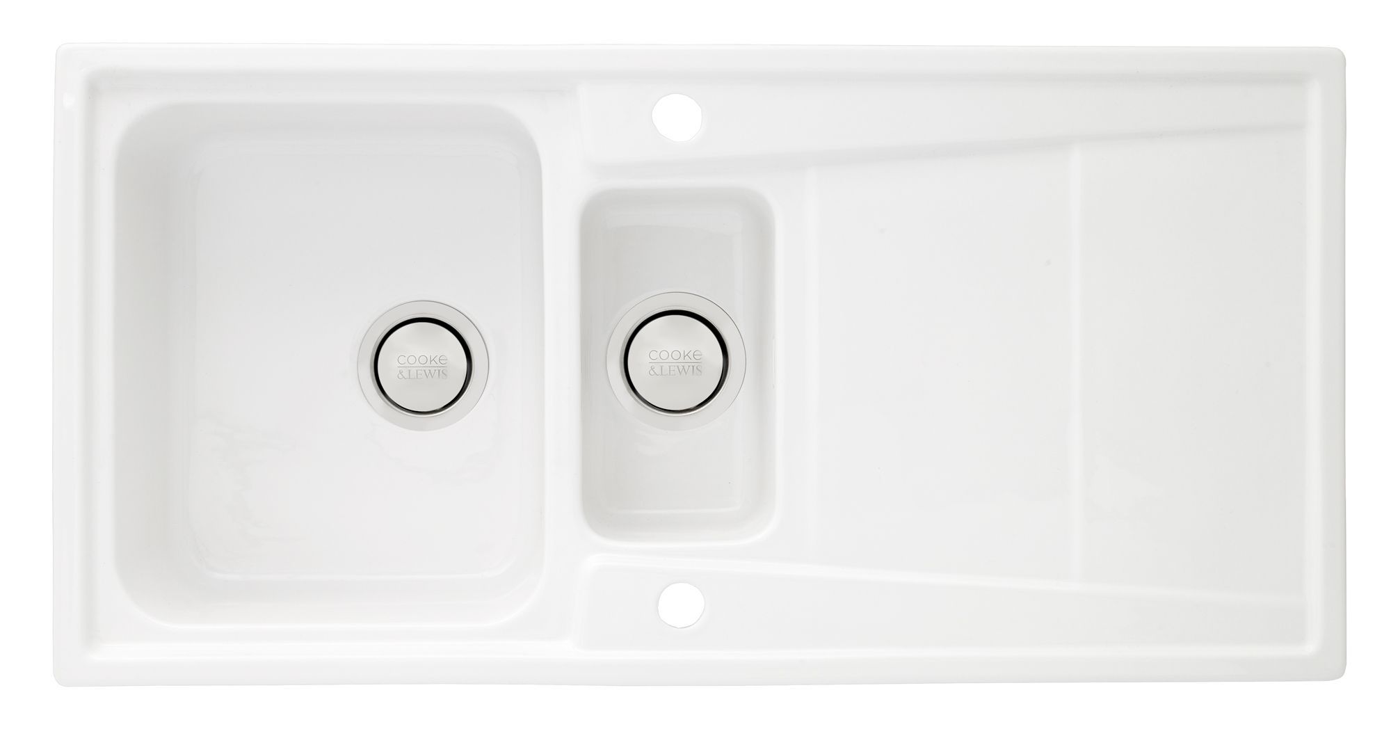 Cooke & Lewis Passo Gloss White Ceramic 1.5 Bowl Sink & Drainer Price Comparisons | Compare The Build