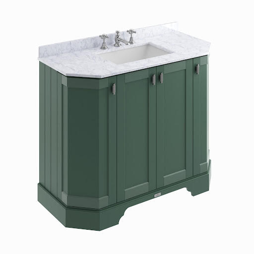 BC Designs Victrion Freestanding Traditional Angled Vanity Unit & White Basin 1000mm 3TH -Dark Green Price Comparisons | Compare The Build