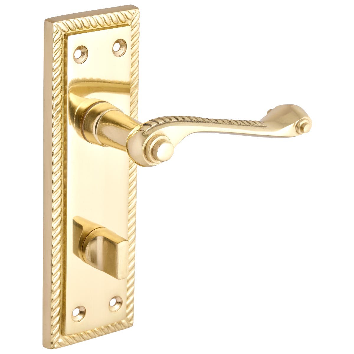 Polished Brass Georgian Long Backplate Scroll Lever Bathroom Thumb Lock Door Handle - Pair - Designer Levers | Compare The Build