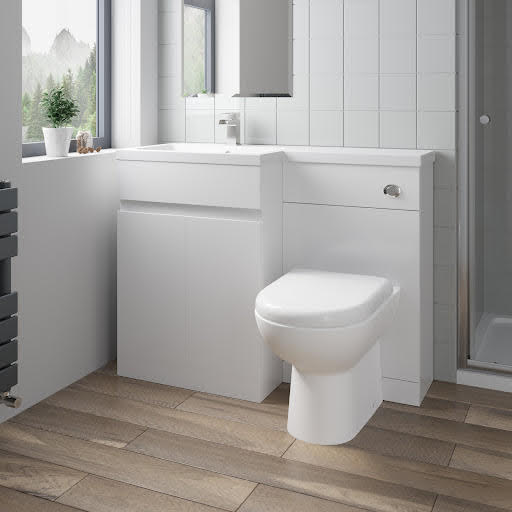 Artis Flat Pack Basin Vanity Unit & Toilet Combination - 1100mm Gloss White Left Hand Price Comparisons | Compare The Build