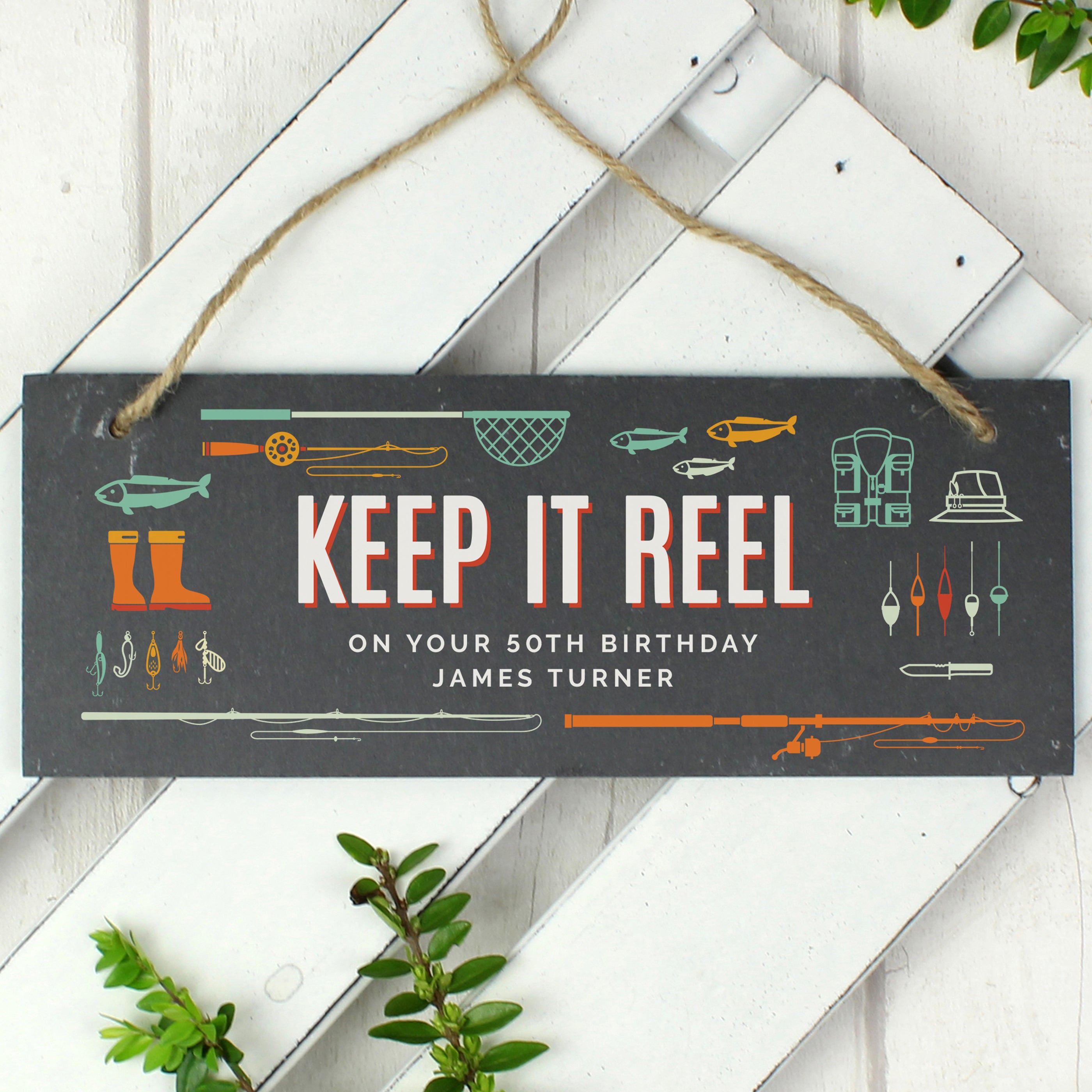 Personalised Keep It Reel Printed Hanging Slate Plaque Slate (Grey) Price Comparisons | Compare The Build