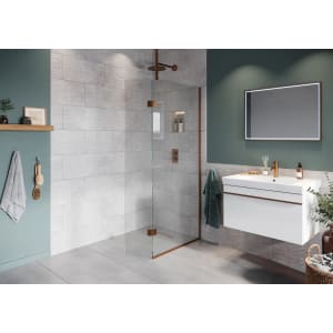 Hadleigh 8mm Brushed Bronze 900mm Frameless Wetroom Screen with Ceiling Arm & 350mm Pivot Panel Price Comparisons | Compare The Build