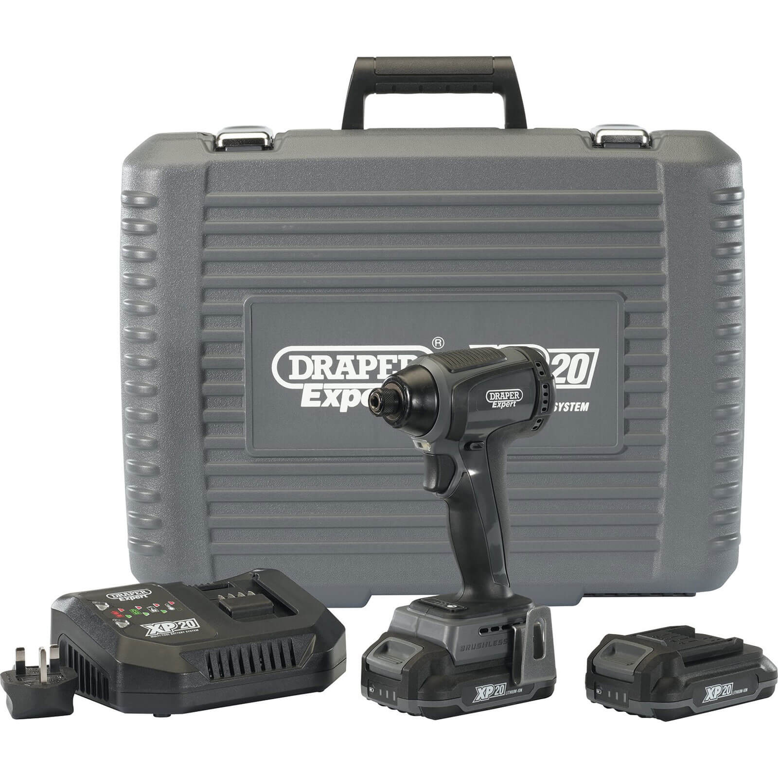 Draper XP20 20V HD Cordless Brushless Impact Driver 2 x 2ah Li-ion Charger Case | Compare The Build