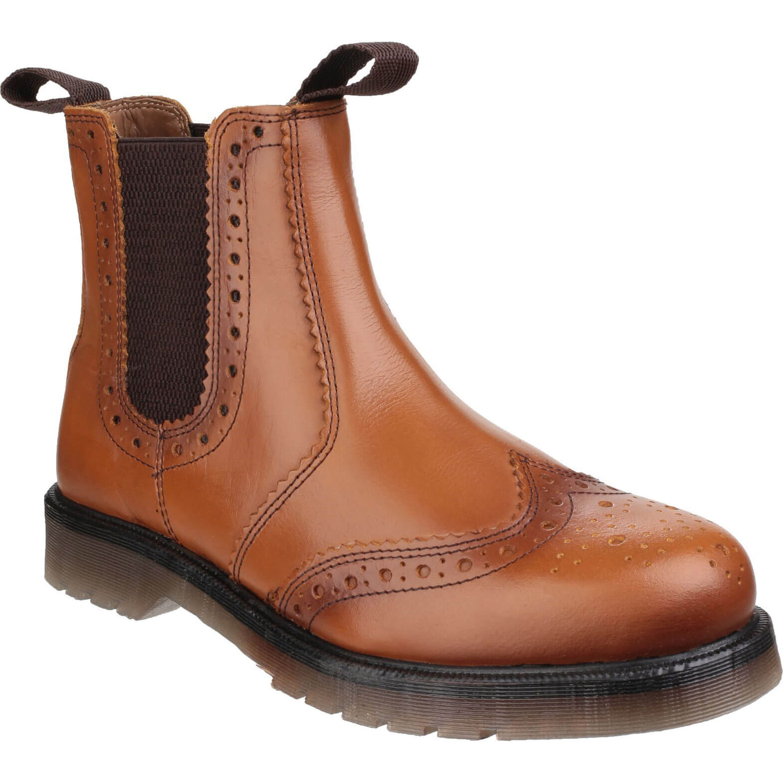 Amblers Mens Dalby Pull On Brogue Boots Tan Size 6 Price Comparisons | Compare The Build