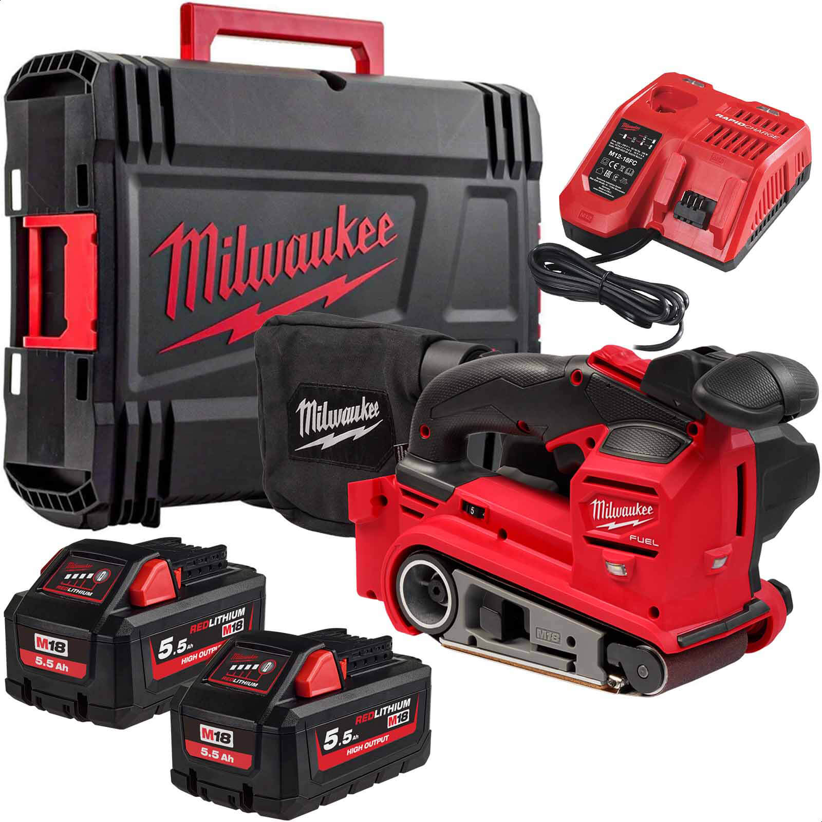 Milwaukee M18 FBTS75 Fuel 18v Cordless Brushless 75mm Belt Sander 2 x 5.5ah Li-ion Charger Case Price Comparisons | Compare The Build