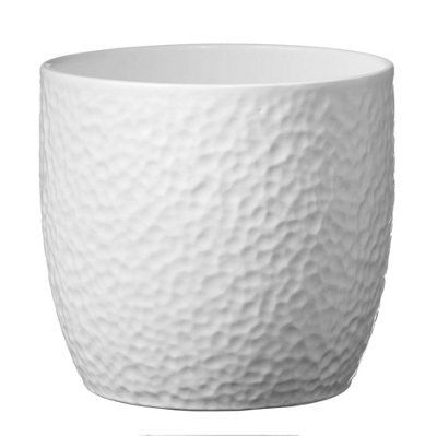 SK Kopenhagen Brushed White Ceramic Plant Pot (Dia)21Cm | Compare The Build