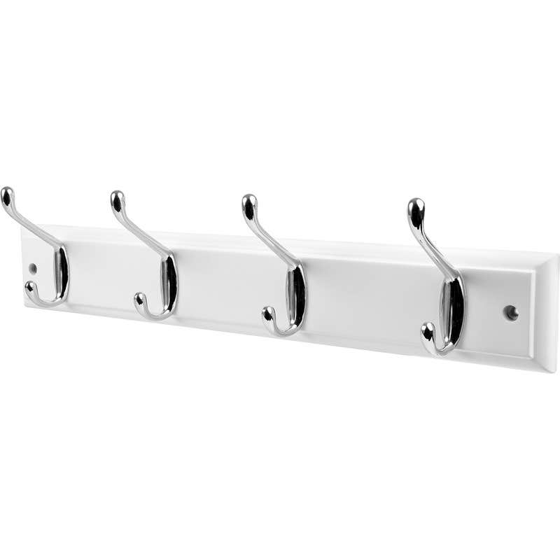 4 Chrome Hat &amp; Coat Hooks on White Coat Hook Board Price Comparisons | Compare The Build