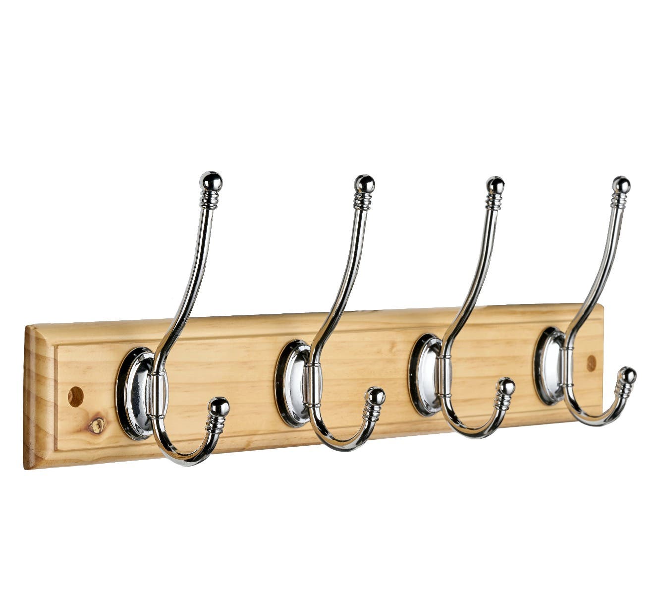 4 Polished Chrome Hat &amp; Coat Hooks on Pine Board Price Comparisons | Compare The Build