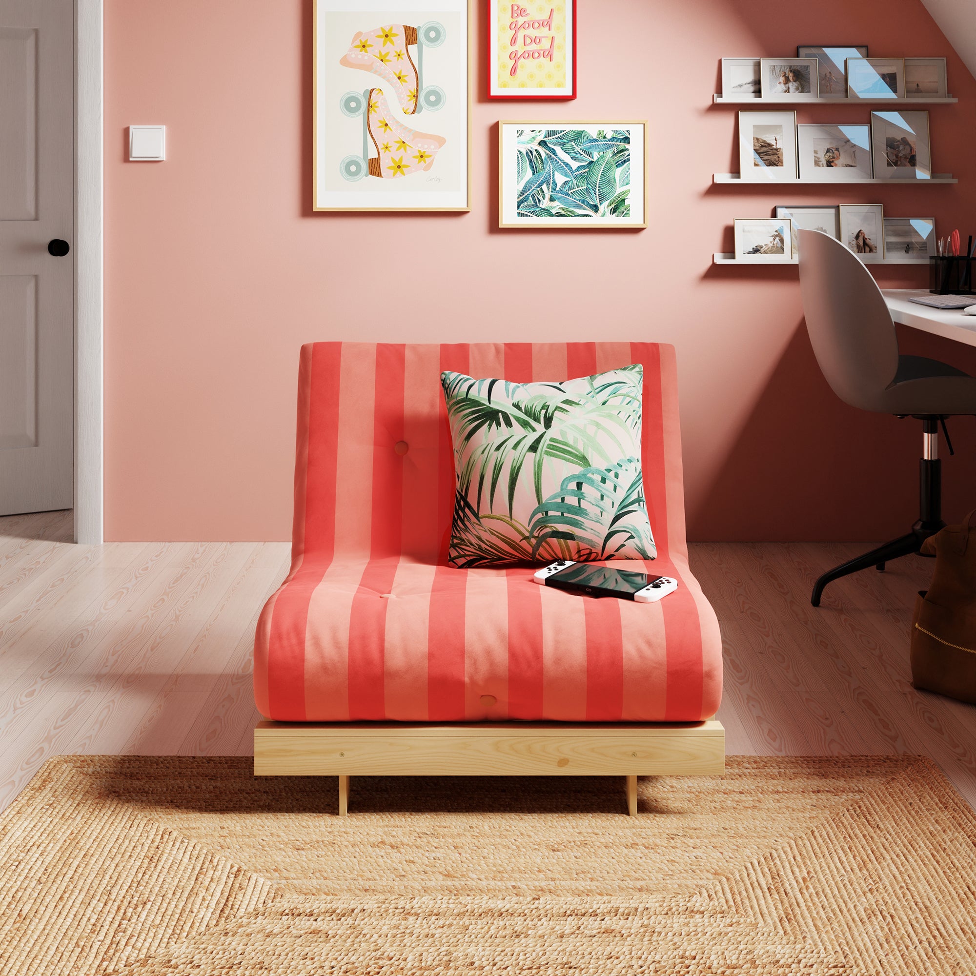 Mito Single Futon Stripe Pink Pink Price Comparisons | Compare The Build
