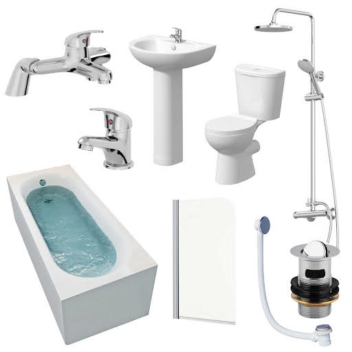 Essentials Complete Bathroom Suite Bundle with Single End Bath - 1700mm Price Comparisons | Compare The Build