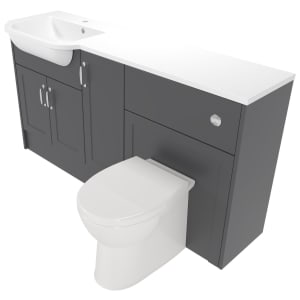 Deccado Padworth Charcoal Grey Left Hand 1500mm Fitted Vanity & Toilet Pan Unit Combination with Left Hand Basin Price Comparisons | Compare The Build