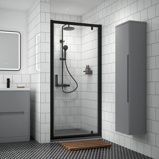 Luxura Framed Pivot Shower Door 900mm - 6mm Black Price Comparisons | Compare The Build