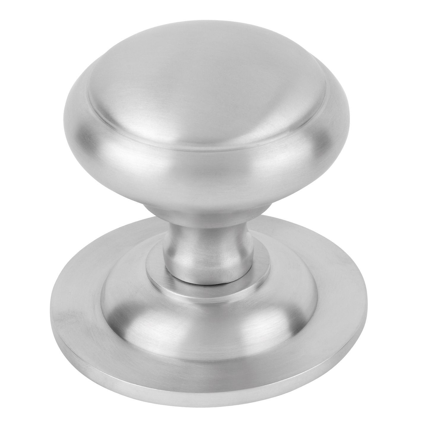 Satin Chrome Effect External Knob Plain Round Centre Door Knob (D)71 mm | Compare The Build