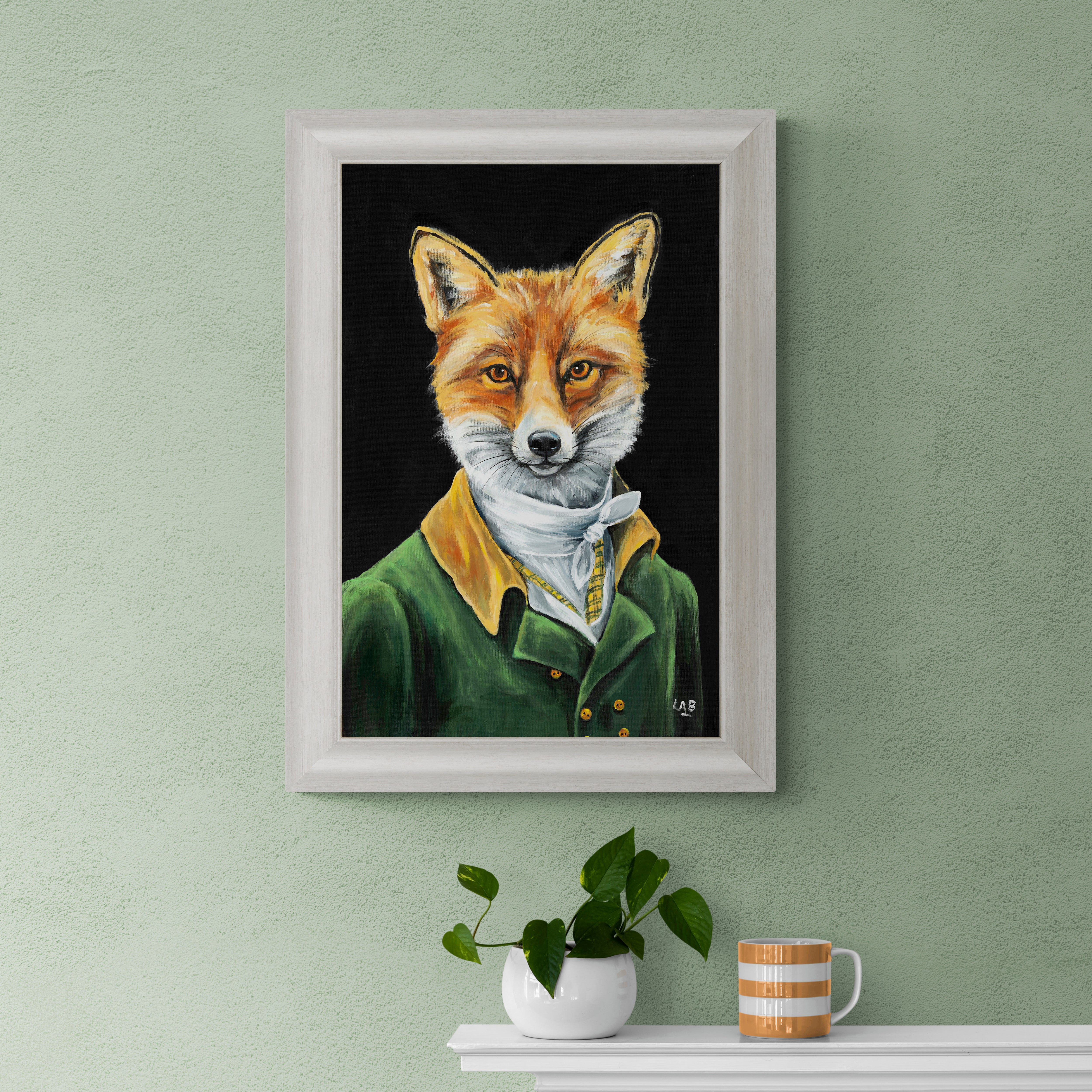 Dapper Fox by Louise Brown Framed Print Green Price Comparisons | Compare The Build