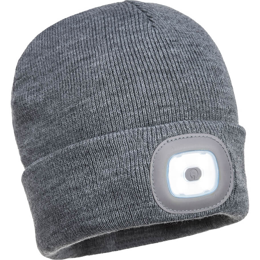 Beanie Hat With Rechargeable Twin LED Head Light Grey | Compare The Build