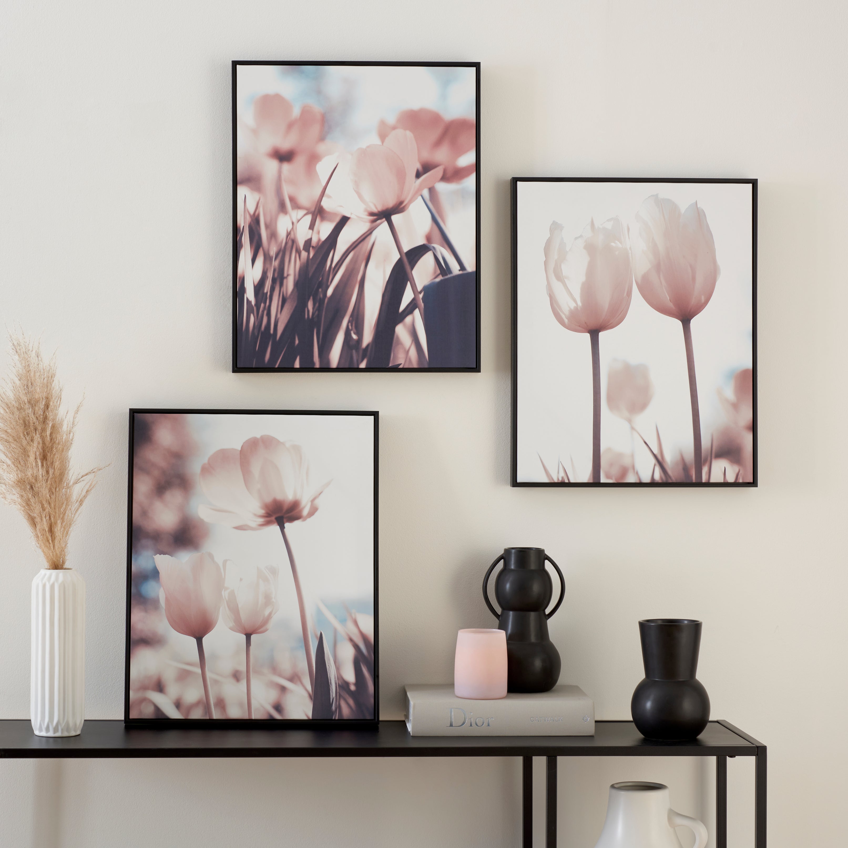 Set of 3 Photographic Tulip Prints 40x50cm Pink Price Comparisons | Compare The Build