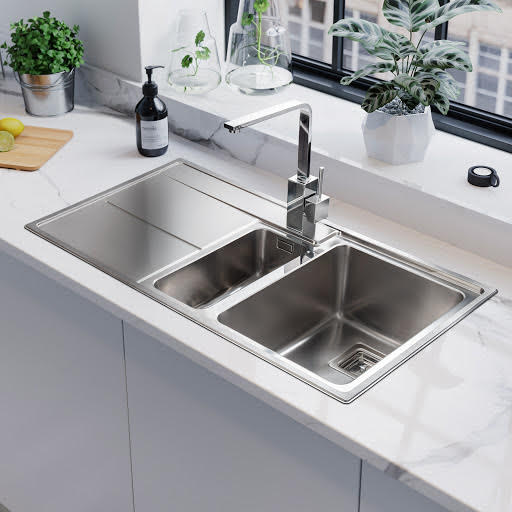 Rangemaster Arlington Brushed Stainless Steel 1.5 Bowl Sink & Drainer Lh (W)508mm X (L)985mm Price Comparisons | Compare The Build