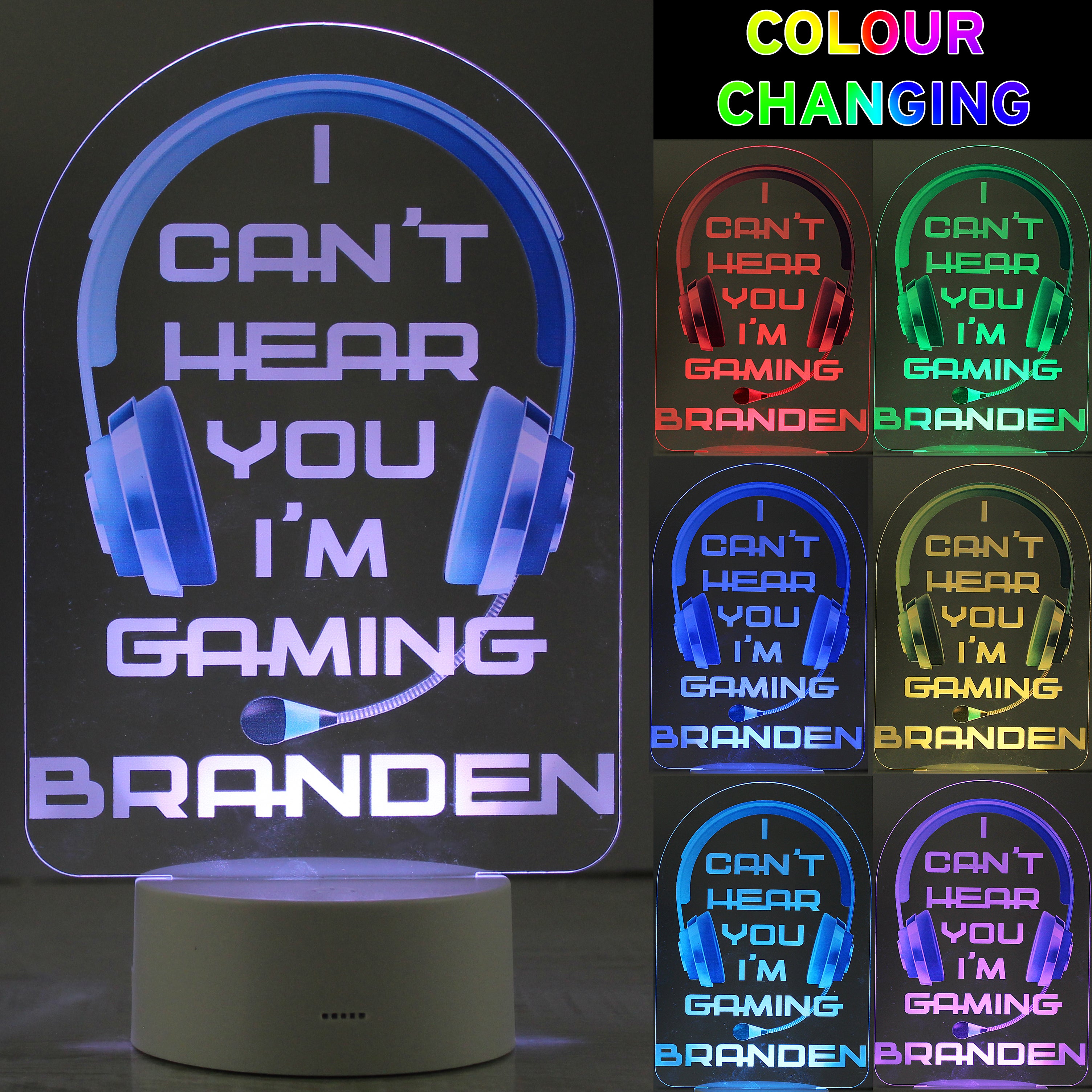 Personalised Blue Gaming Colour Changing Night LED Light White Price Comparisons | Compare The Build