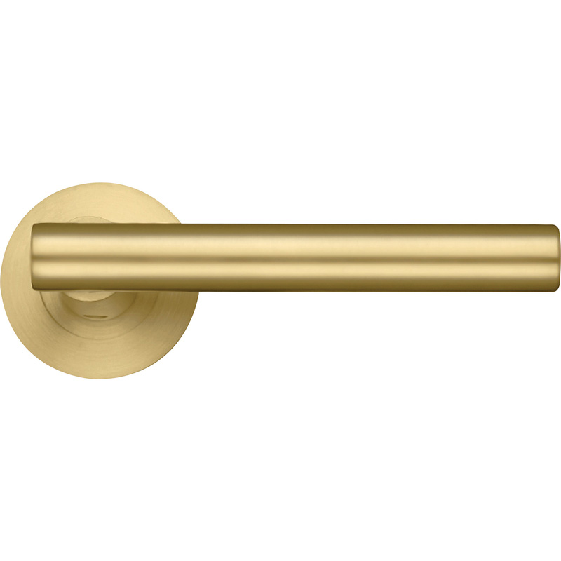 Stanza Lucca Lever on Rose Door Handles Brass (Pair) in Favo Satin Price Comparisons | Compare The Build