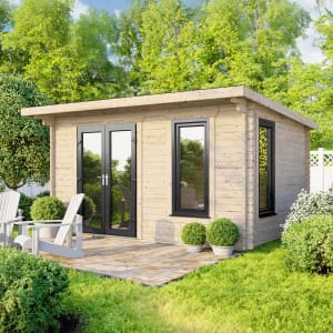 Power Sheds 14 x 8ft Left Hand Door Pent Notched Logs Log Cabin Price Comparisons | Compare The Build