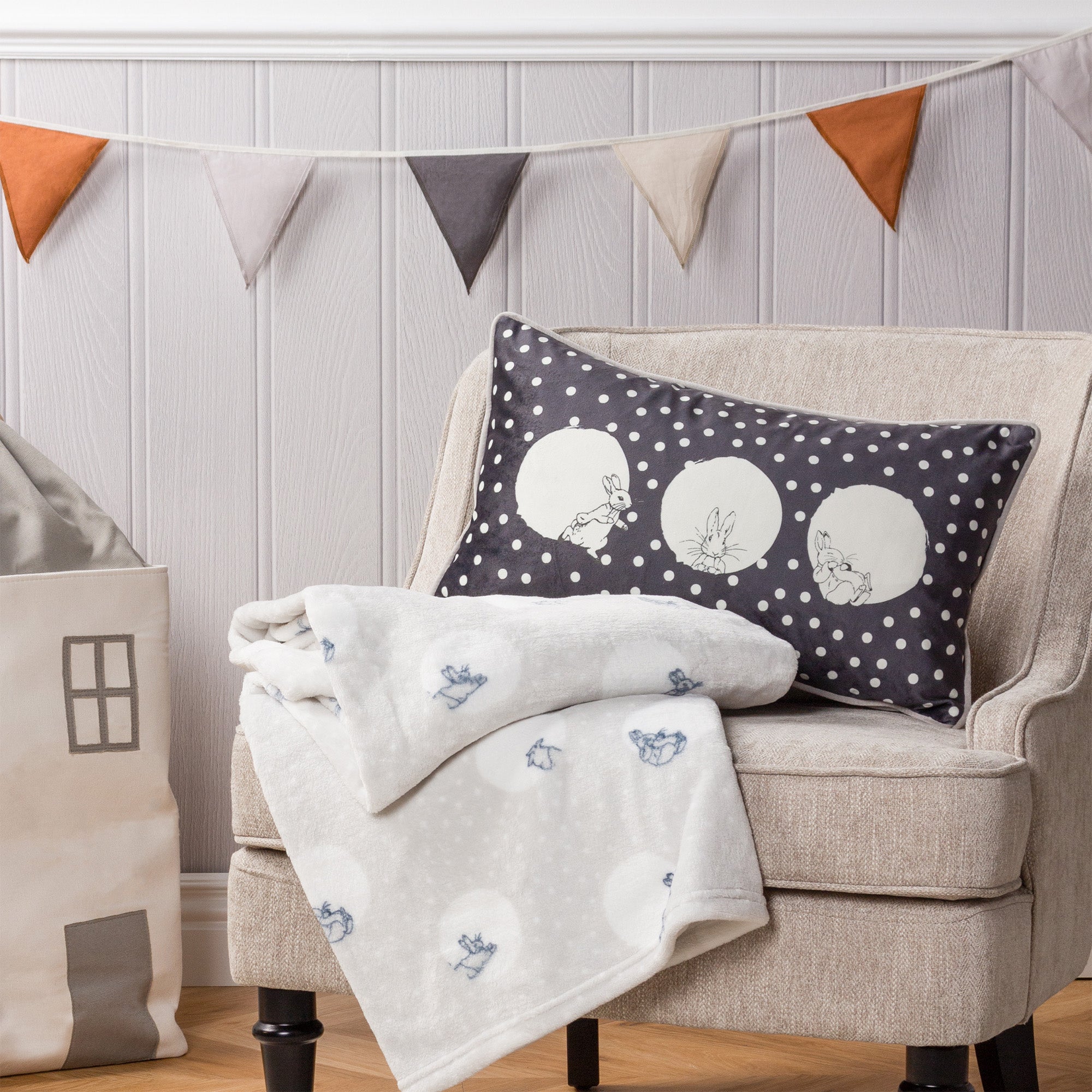 Peter Rabbit™ Spot Me Grey Cushion Grey/White Price Comparisons | Compare The Build