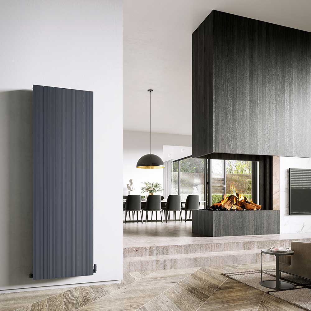 Trade Direct Aphex Aluminium Vertical, Designer Radiator, Anthracite, 1600mm x 372mm - Grooved Price Comparisons | Compare The Build