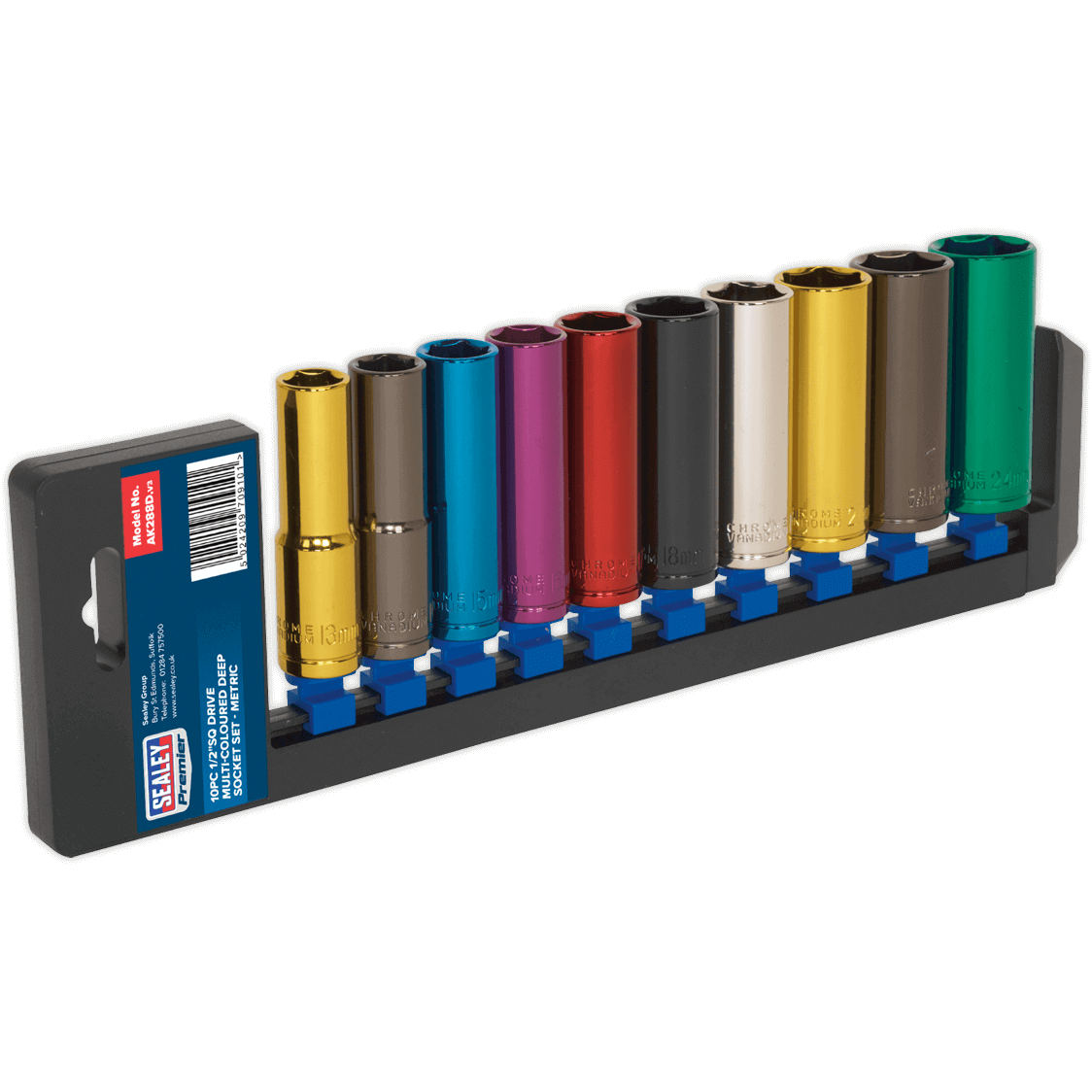 Sealey 10 Piece 1/2" Drive Coloured Deep Hex WallDrive Socket Set Metric 1/2" Price Comparisons | Compare The Build