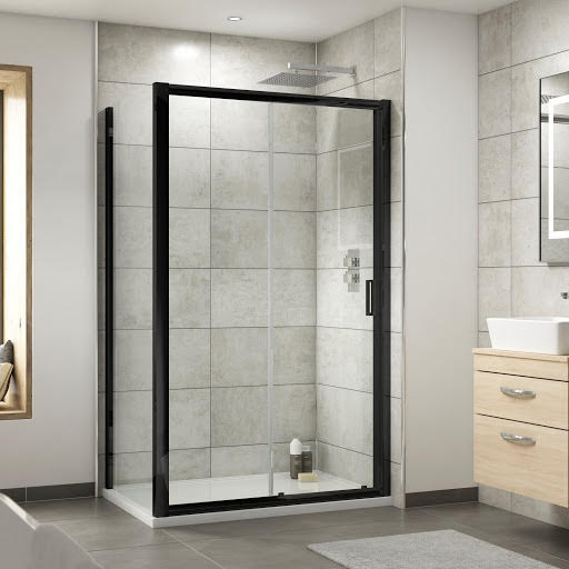 Luxura Framed Sliding Shower Enclosure 1400 x 800mm - 6mm Black Price Comparisons | Compare The Build