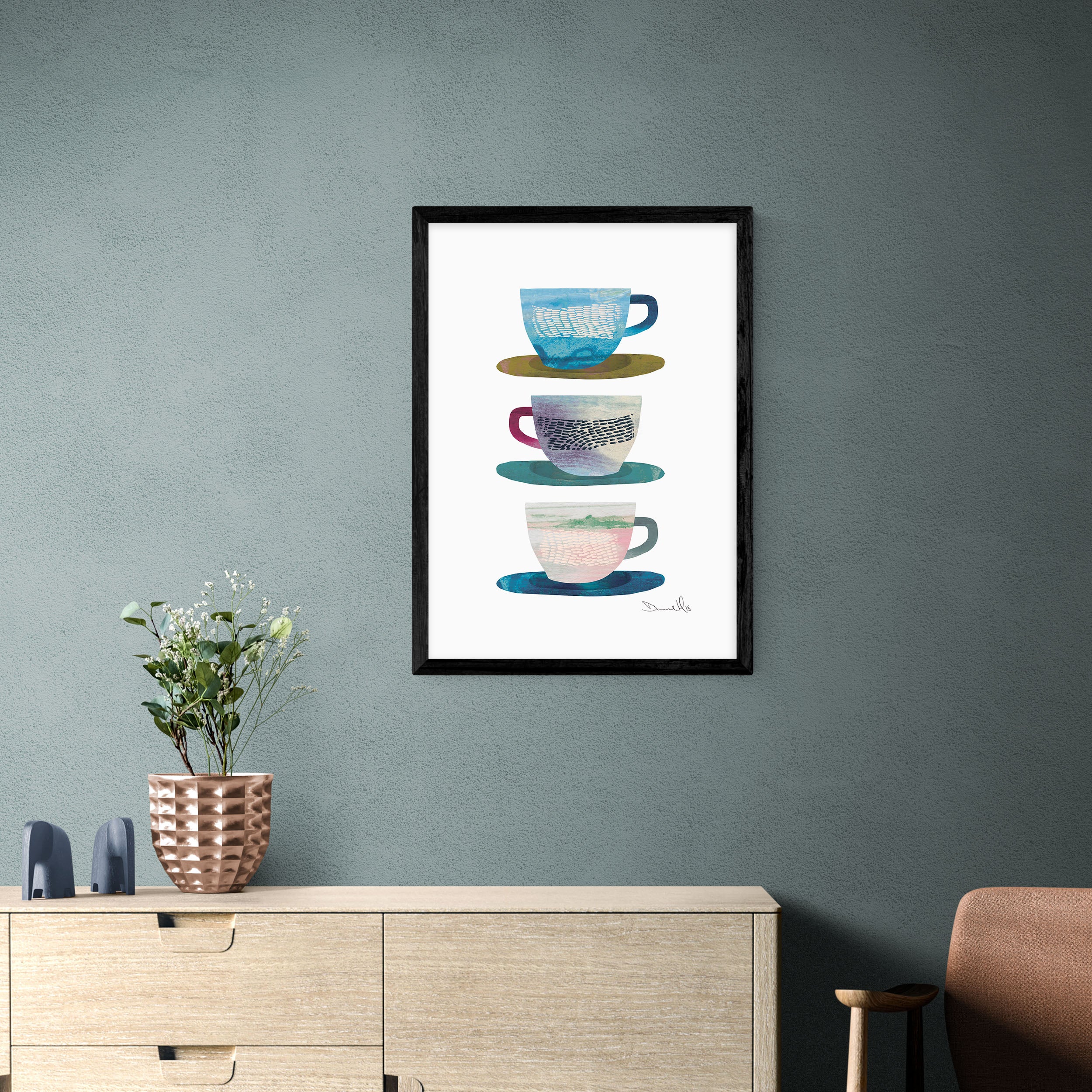 East End Prints Coffee Cups Print MultiColoured Price Comparisons | Compare The Build