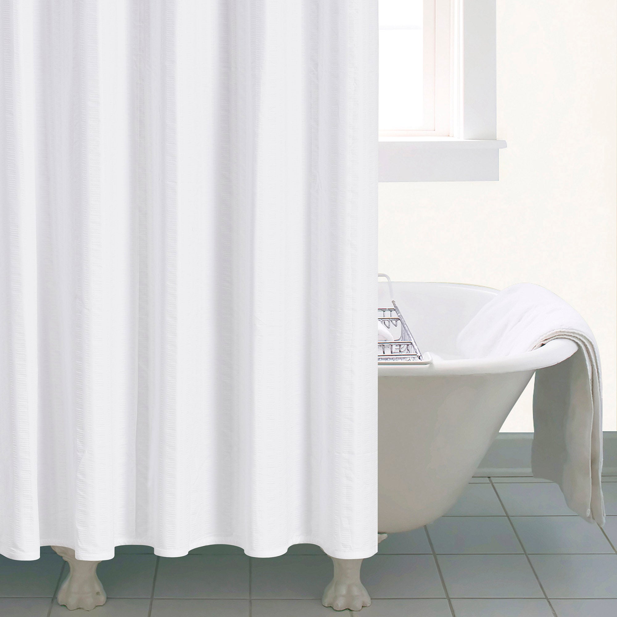 Seersucker Shower Curtain White | Compare The Build