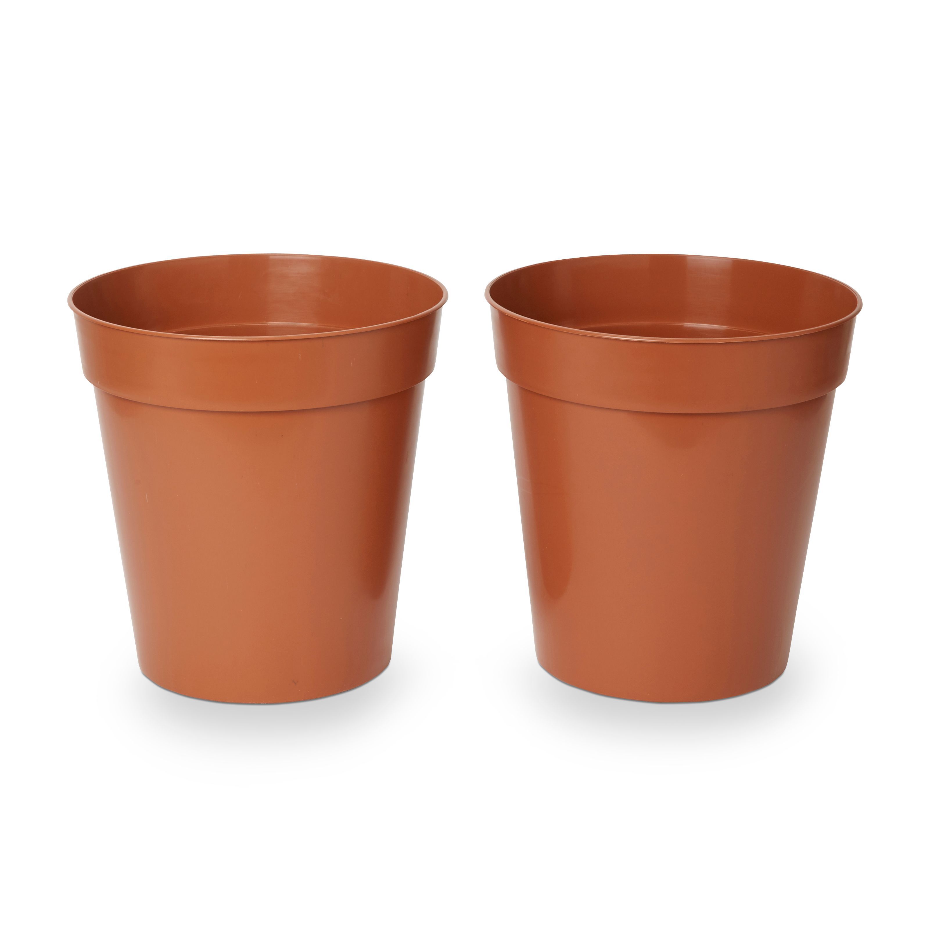 Verve Lei Terracotta Plastic Circular Grow Pot (Dia)25.4Cm, Pack Of 2 Price Comparisons | Compare The Build