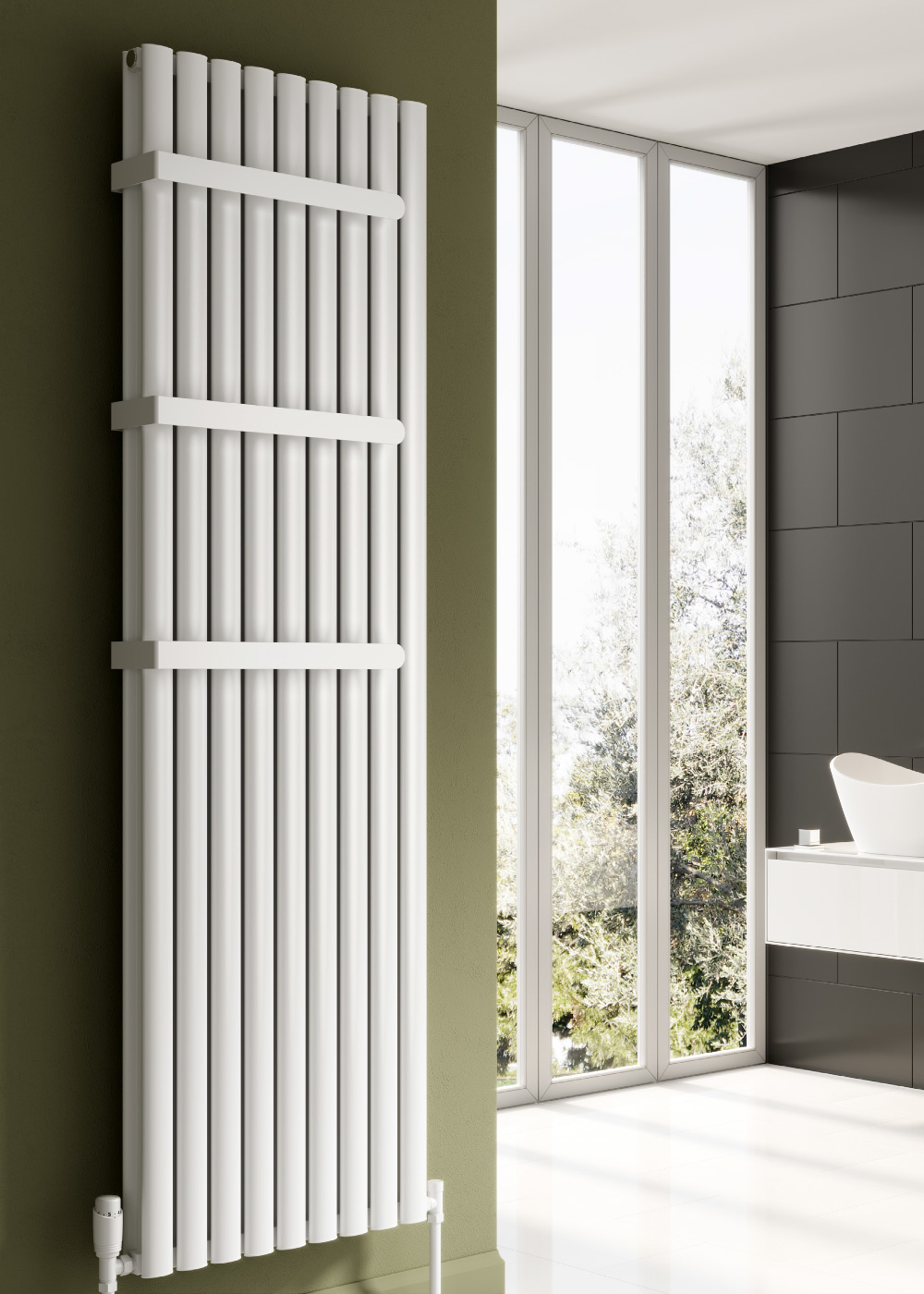 Reina Neval Vertical Aluminium Designer Radiator, White, 1800mm x 404mm | Compare The Build