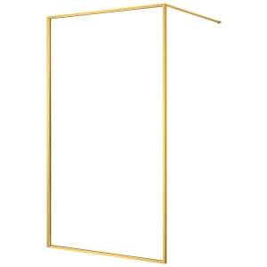 Nexa By Merlyn 8mm Brushed Brass Framed Wet Room Shower Screen with 1m Bracing Bar - 2015 x 800mm Price Comparisons | Compare The Build