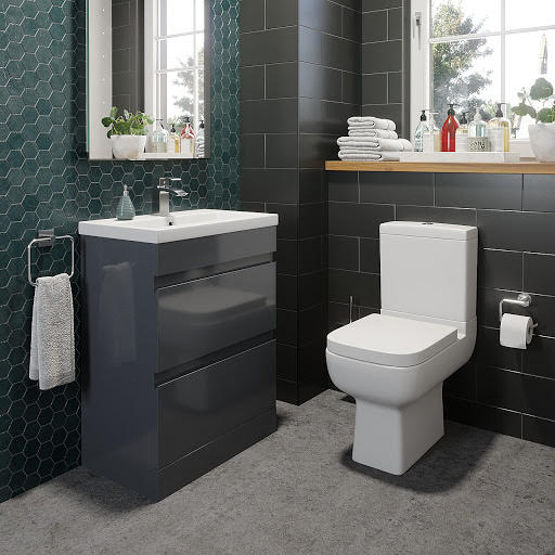 Amelie Close Coupled Toilet & Artis Grey Gloss Drawer Vanity Unit 600mm Price Comparisons | Compare The Build