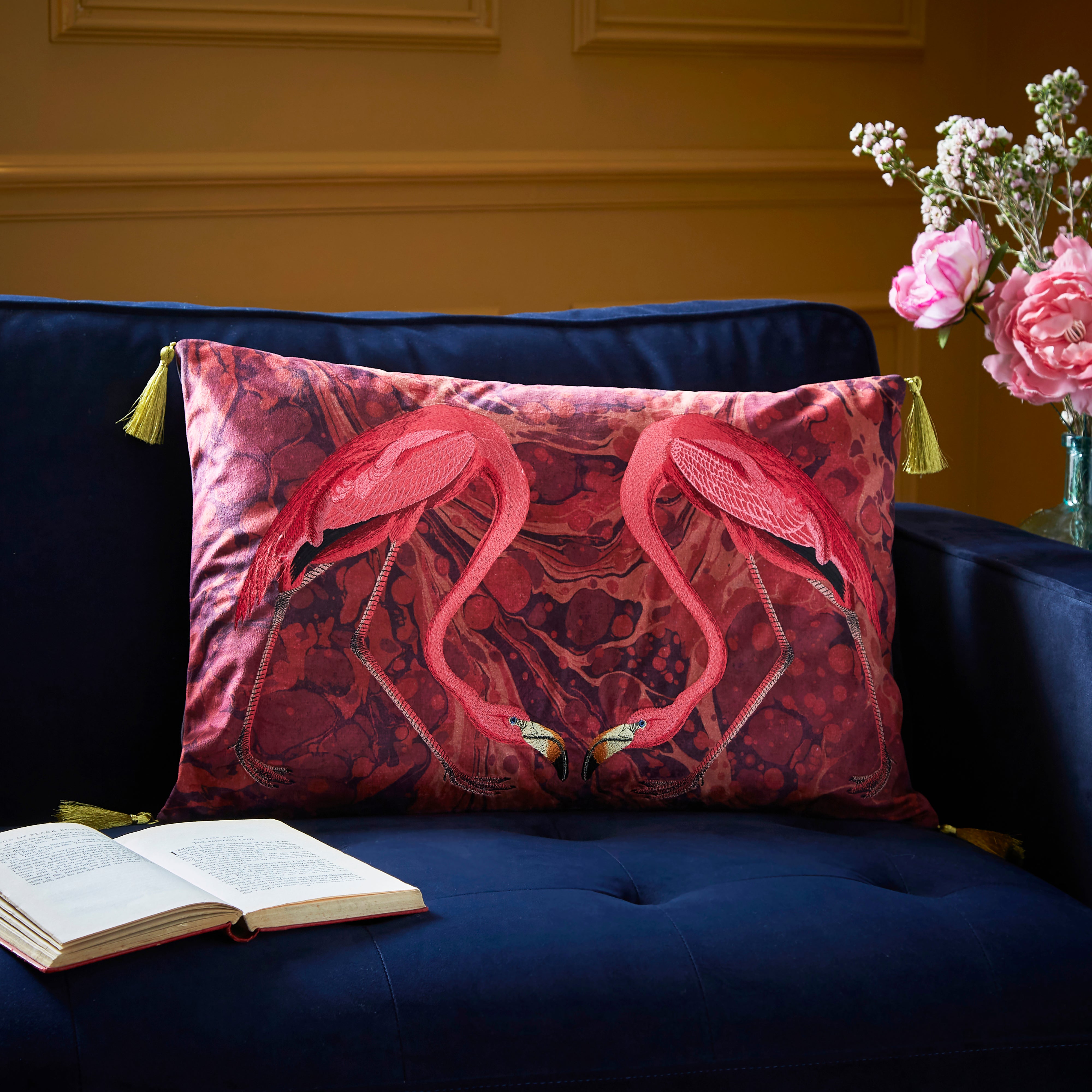 Flamingo Embroidery Cushion Magenta Magenta Price Comparisons | Compare The Build
